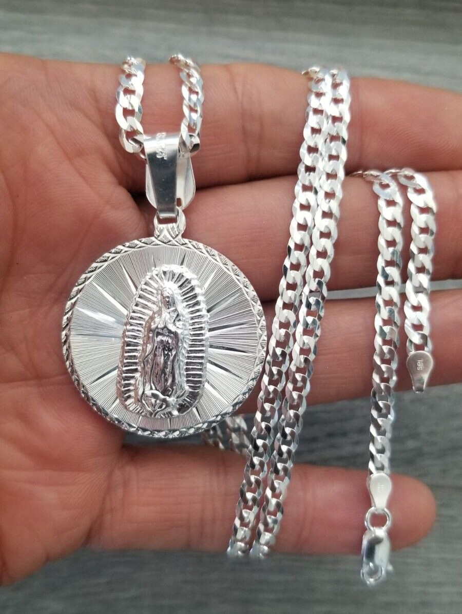 Cadena y Virgen de Guadalupe plata 925 plata real y autentica