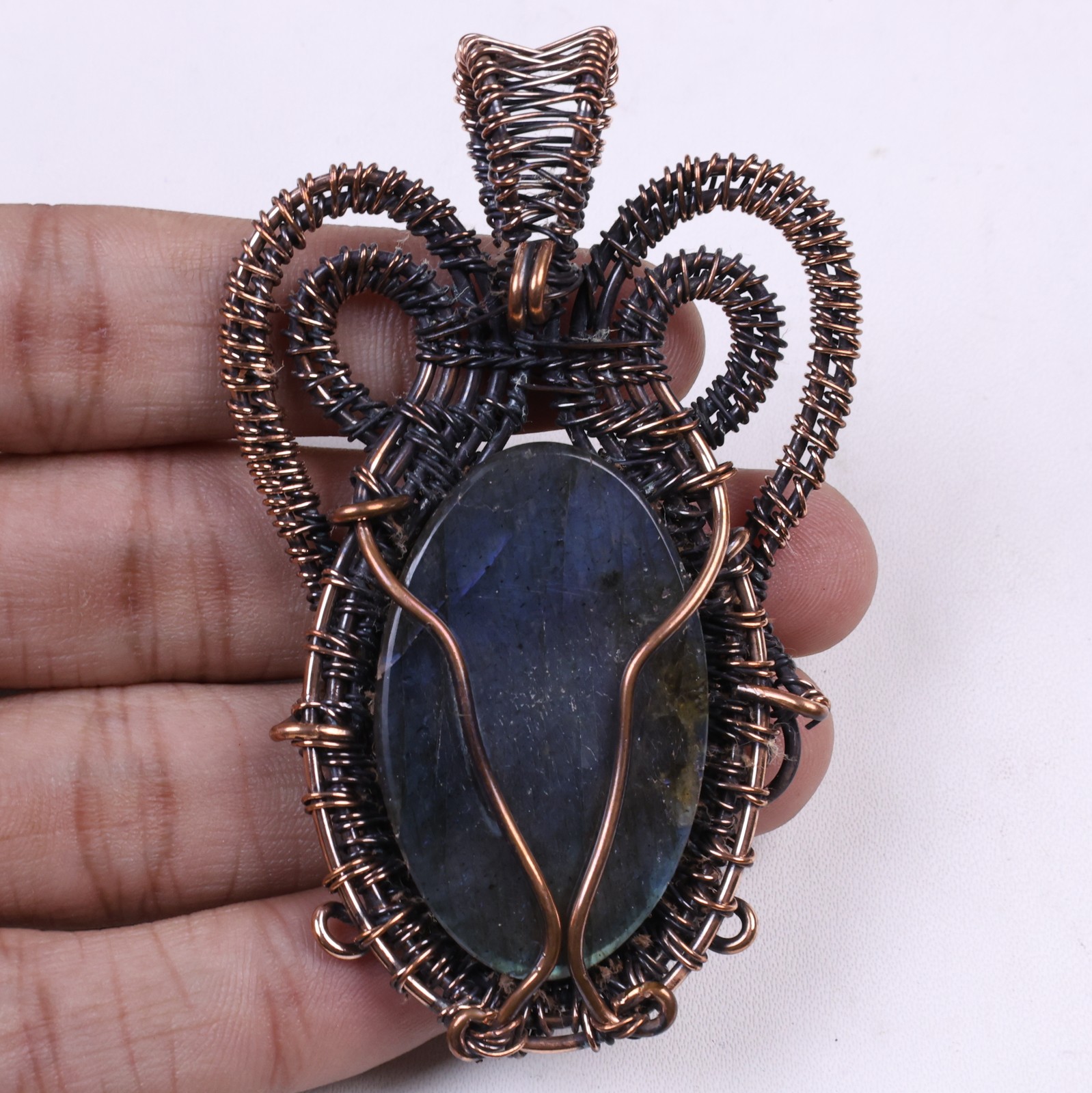 Labradorite Copper Wire Wrap Pendant Gemstone Jewelry 7.2’cm