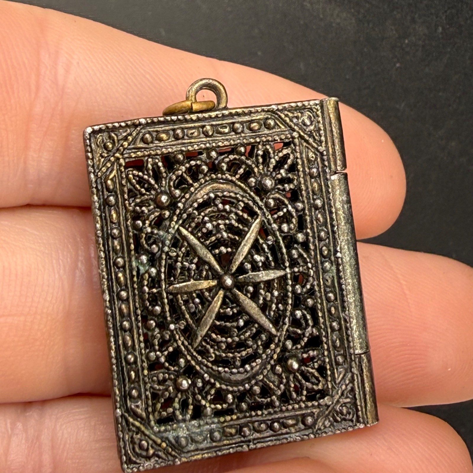 Vintage Medical Book Locket Caduceus Symbol READ