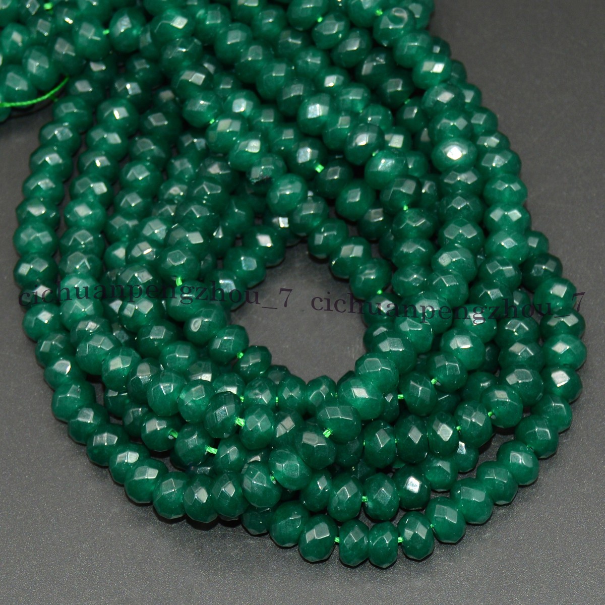 Deep Green Jade 5x8mm Faceted Rondelle Gemstone Loose Beads 15” Strand