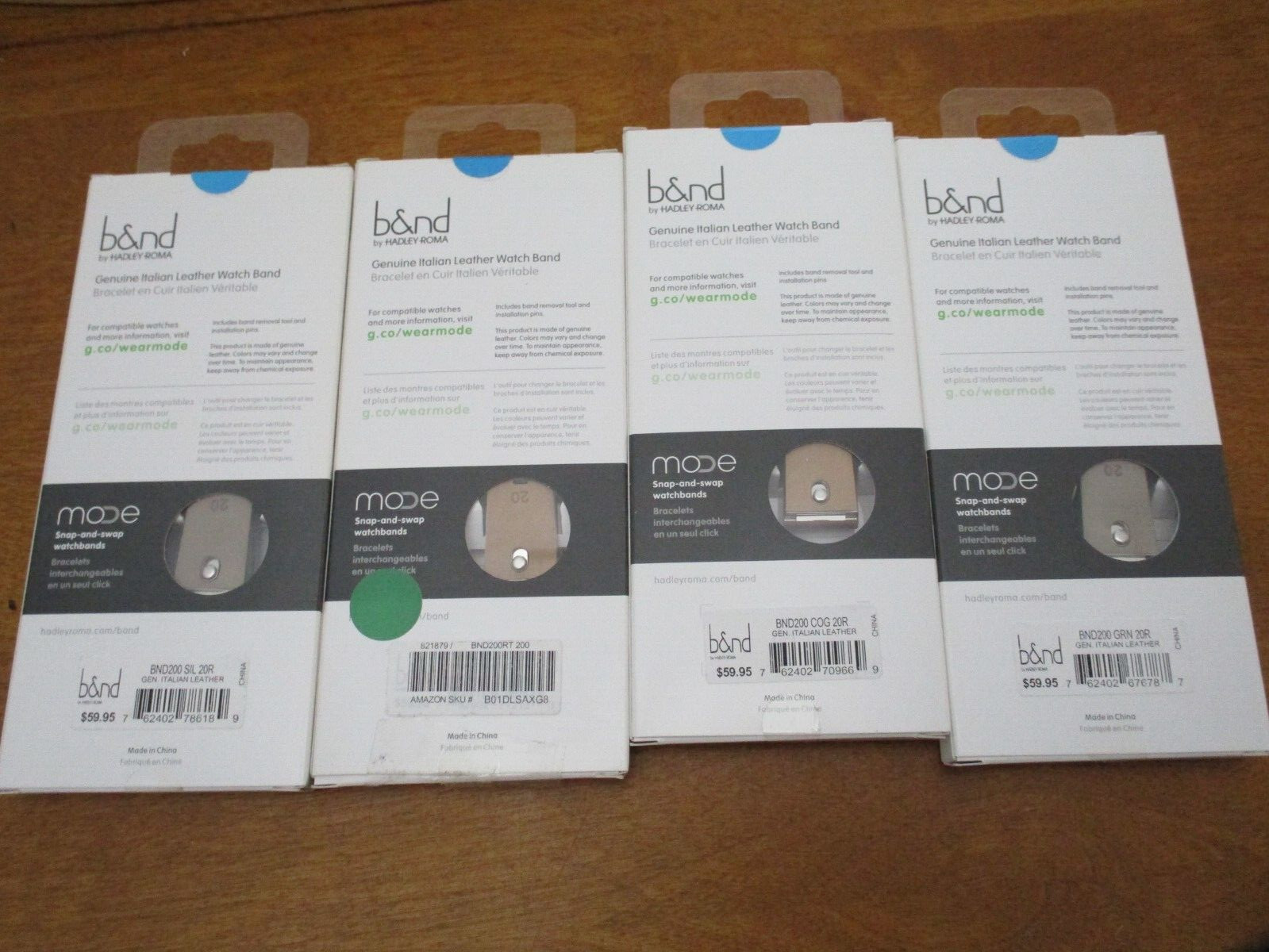 B&ND bnd200 Mode Genuine Leather Android Wear Smart Watch Band 20mm lot 4 colors