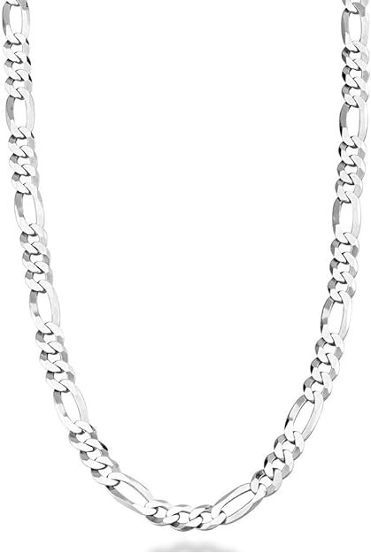 925 Sterling 5mm Diamond Cut Figaro Link Chain Necklace Women Men 24″ – NIB
