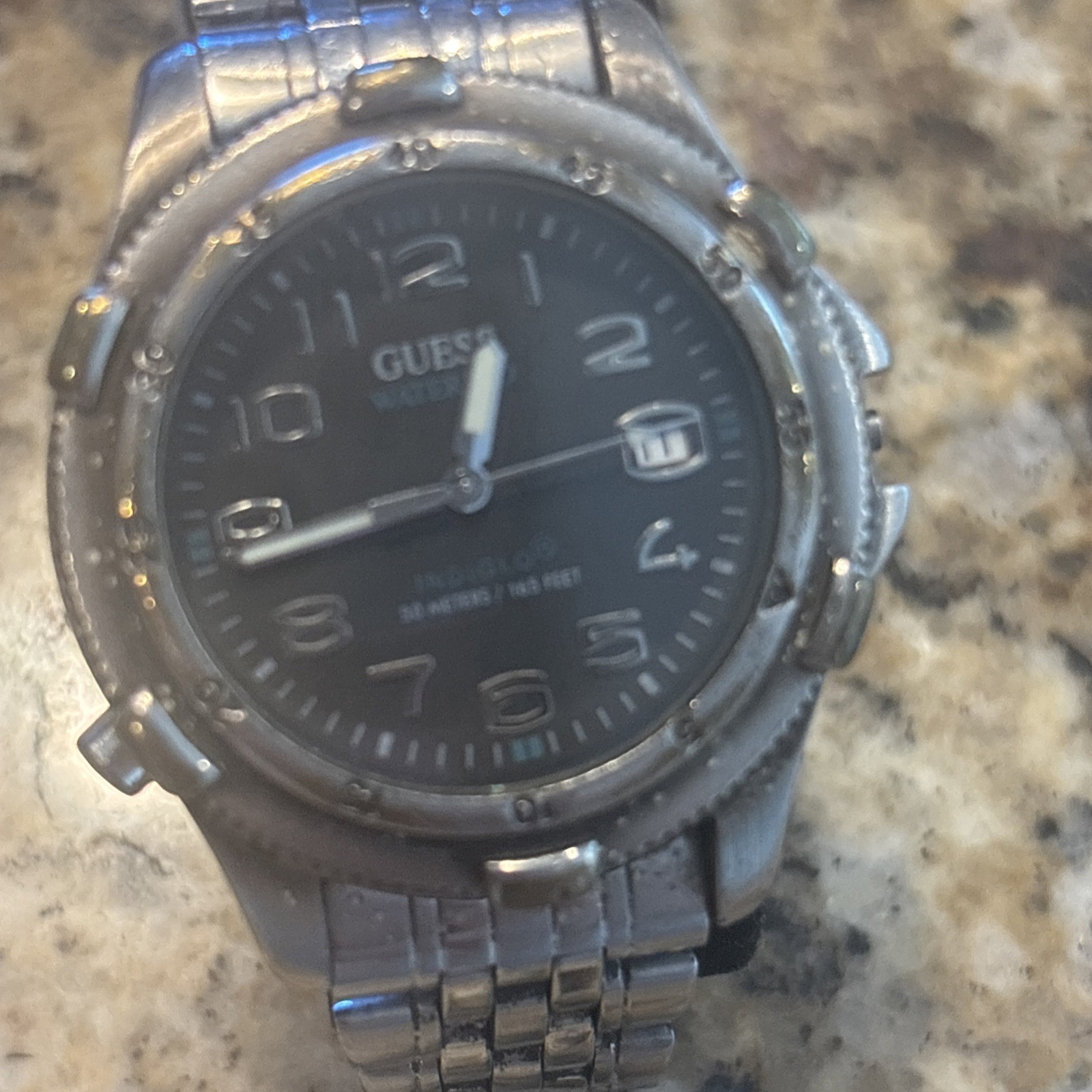 Guess WaterPro Indiglo 50 Meters/165 Feet Quartz Watch Untested & As Is