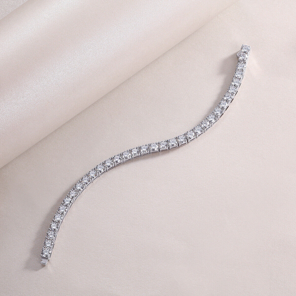 VVS1/D Certified Moissanite Tennis Bracelet – 925 Sterling Silver 3mm – 5mm