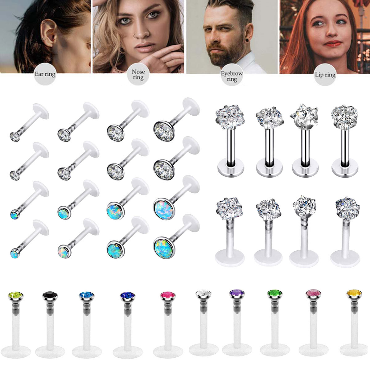 Wholesale 16g Labret Monroe Lip Rings Studs Cartilage Earrings Piercing Jewelry