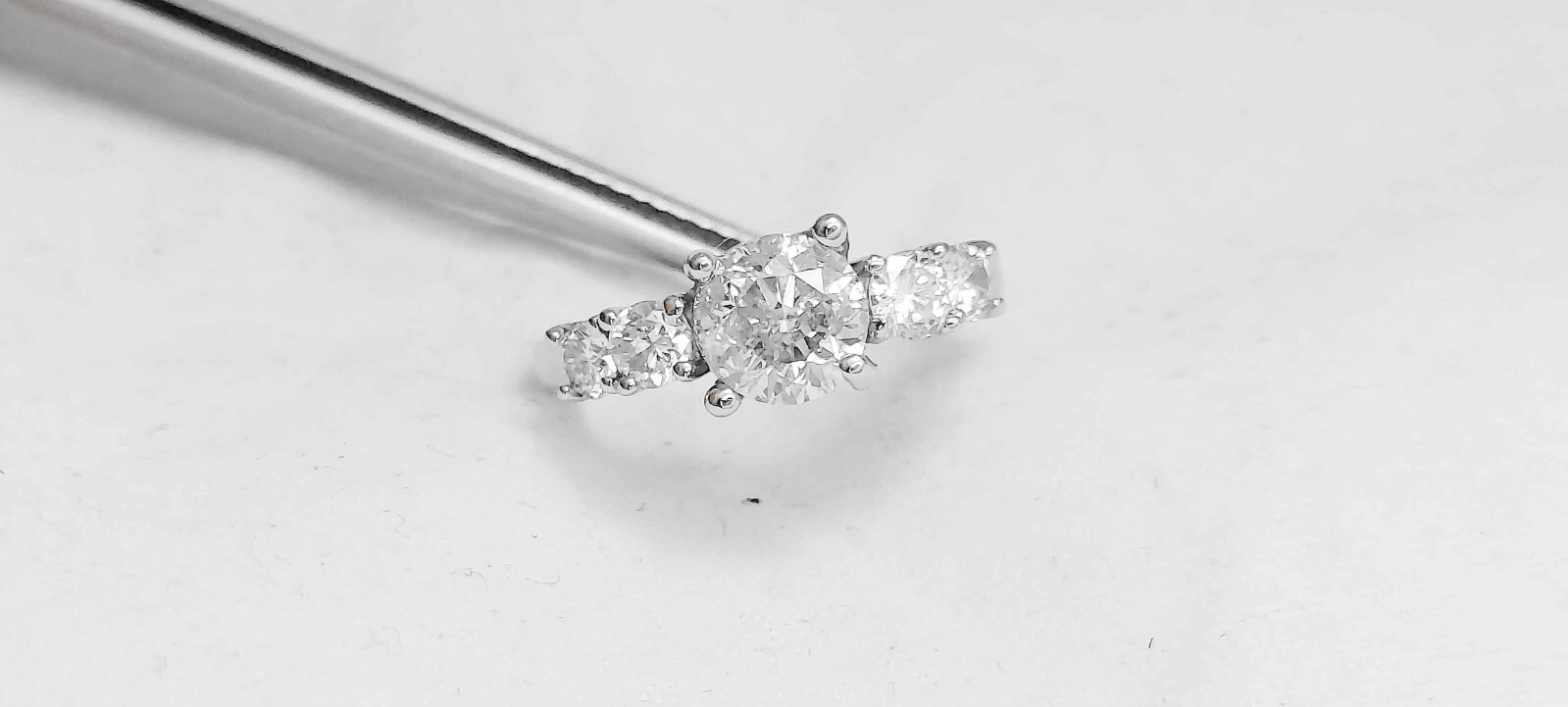 1.90Ct Genuine Natural 5 Round Diamond Engagement Ring In Solid 14K White Gold