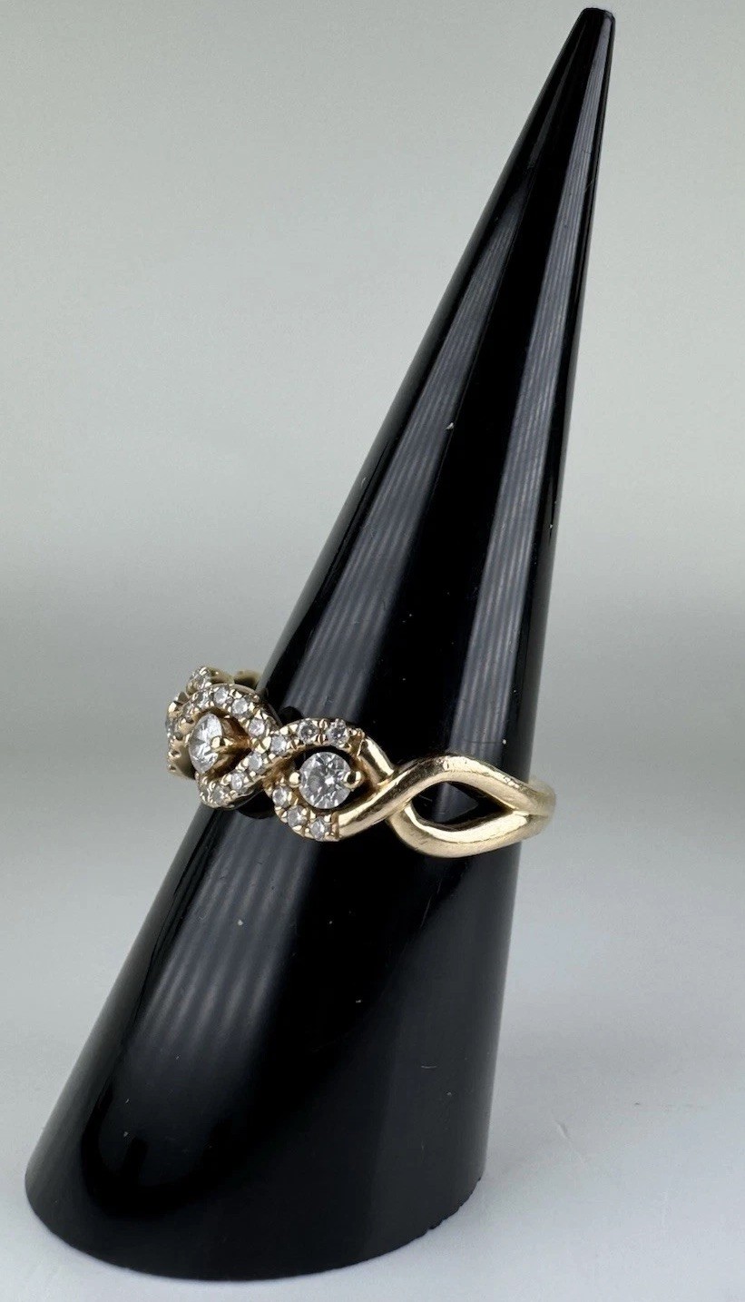 14k Yellow Gold Diamond DNA Criss Cross Anniversary Band Ring Size 6.75″ LLJ