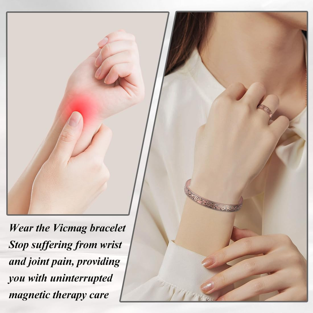 Copper Magnetic Bracelet & Ring Set for Women 99.9% Pure Copper, Strong Magnets