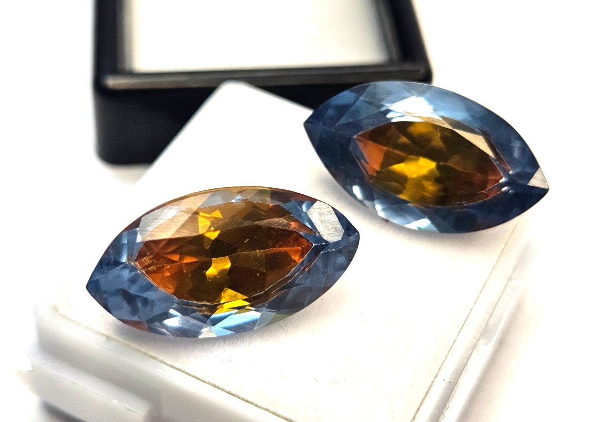Pitambari Sapphire Natural Marquise Cut 18-19 Ct Certified Pair Gemstone FR-019