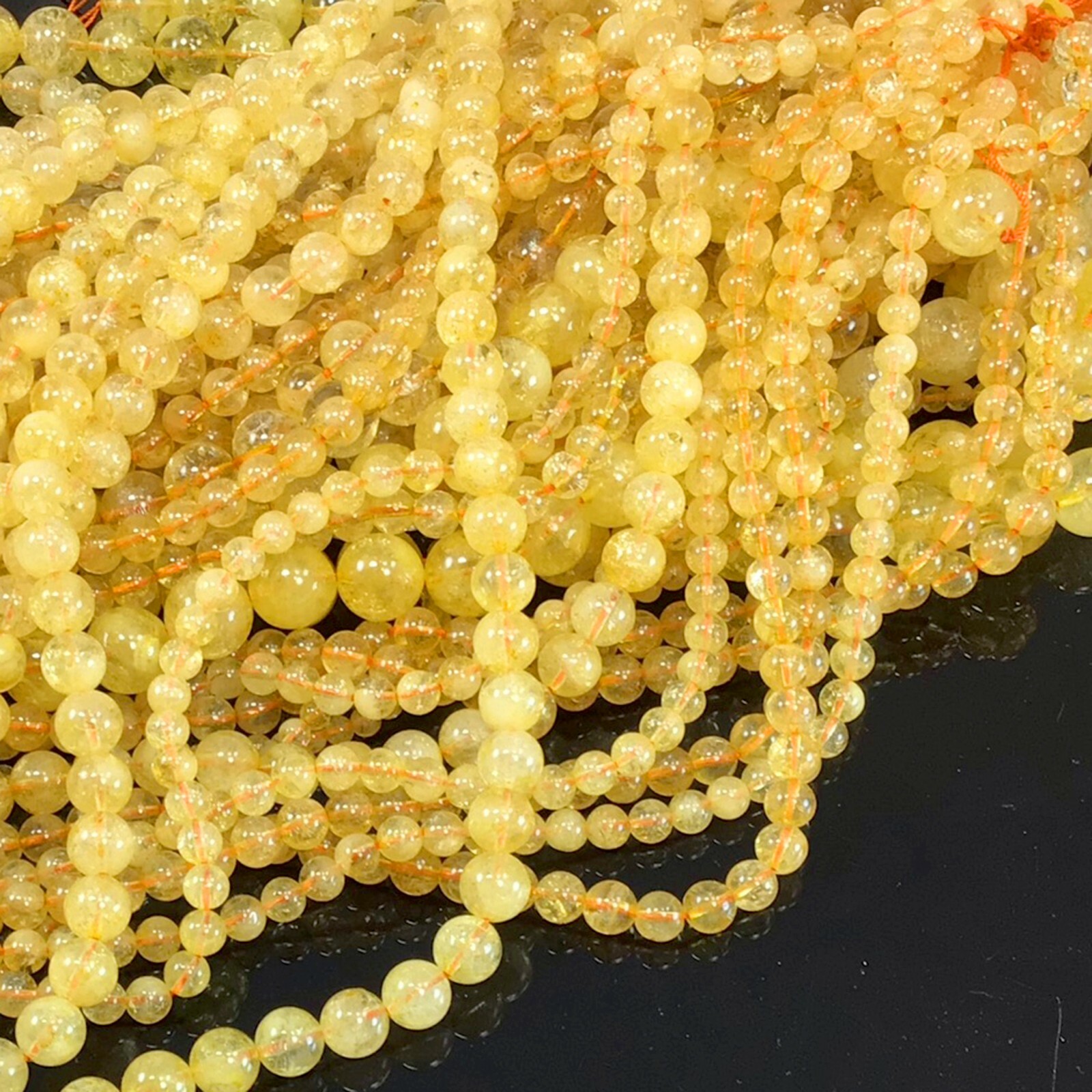 Gemstone Natural Citrine Round Beads Golden Smooth Loose Beads 15″ 4 6 8 10 12mm