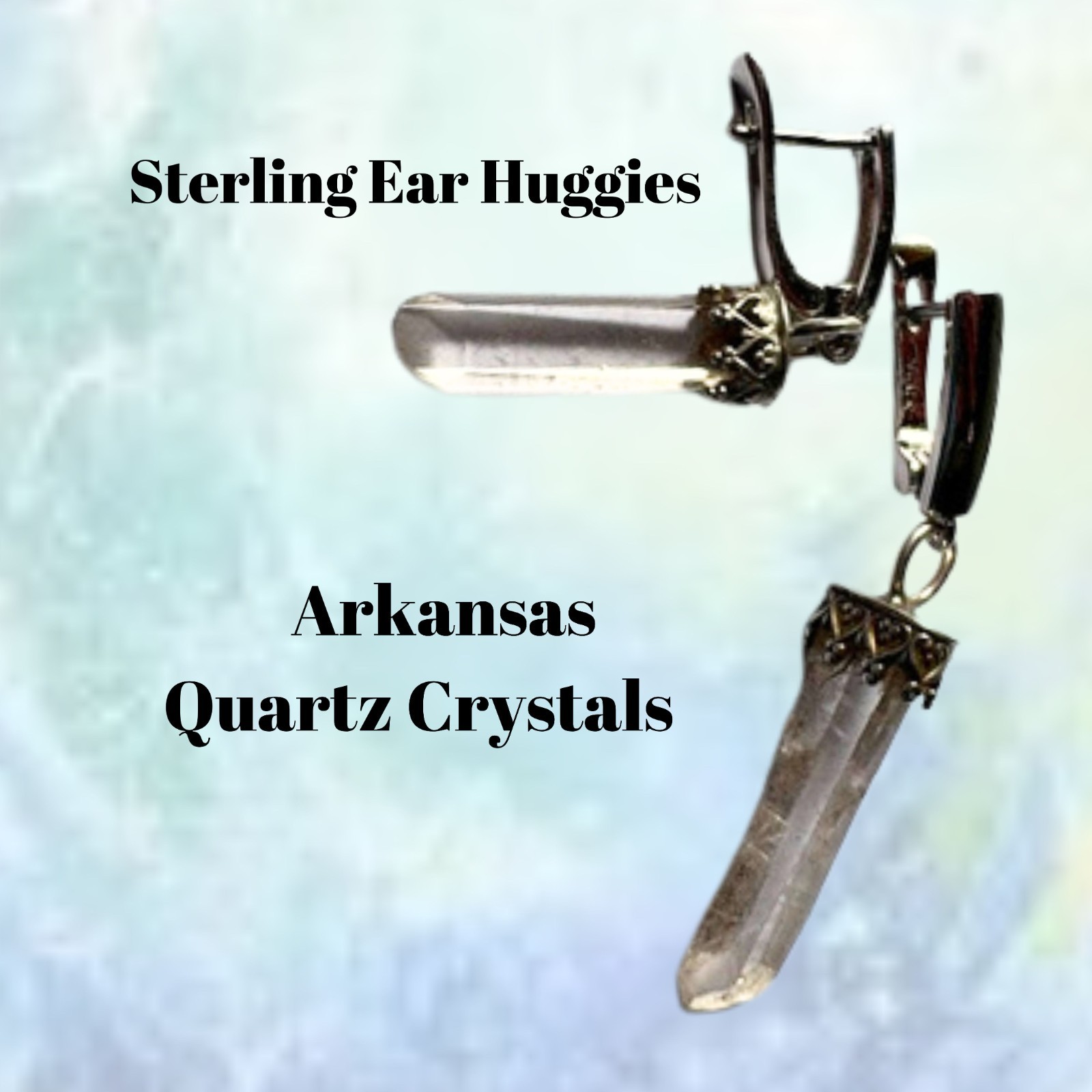 Arkansas Quartz Crystal EarRings on Sterling Huggies master healer by JKL 707