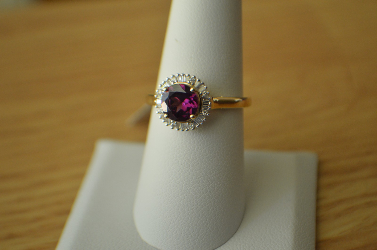 1.63ct Premium Ember Garnet / Diamond Ring 10K Yellow Gold Size 8 AGI Certified