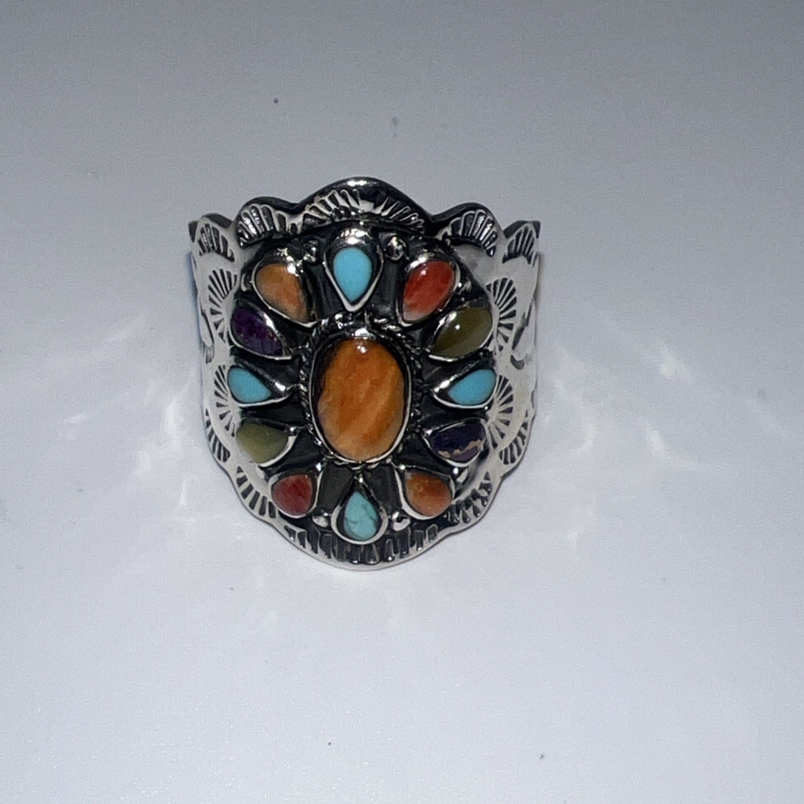 Southwestern T Philippines Multistone Sterling Silver Ring Size 9