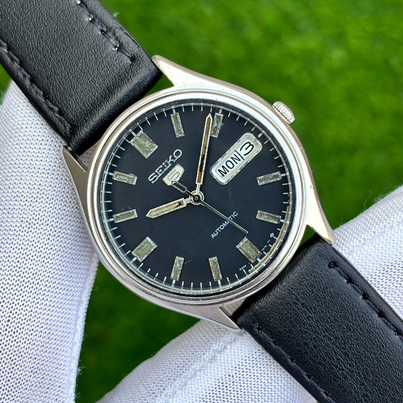 Vintage Seiko 5 Matte Black Dial Automatic Japan Made Men’s Watch 6309-7320