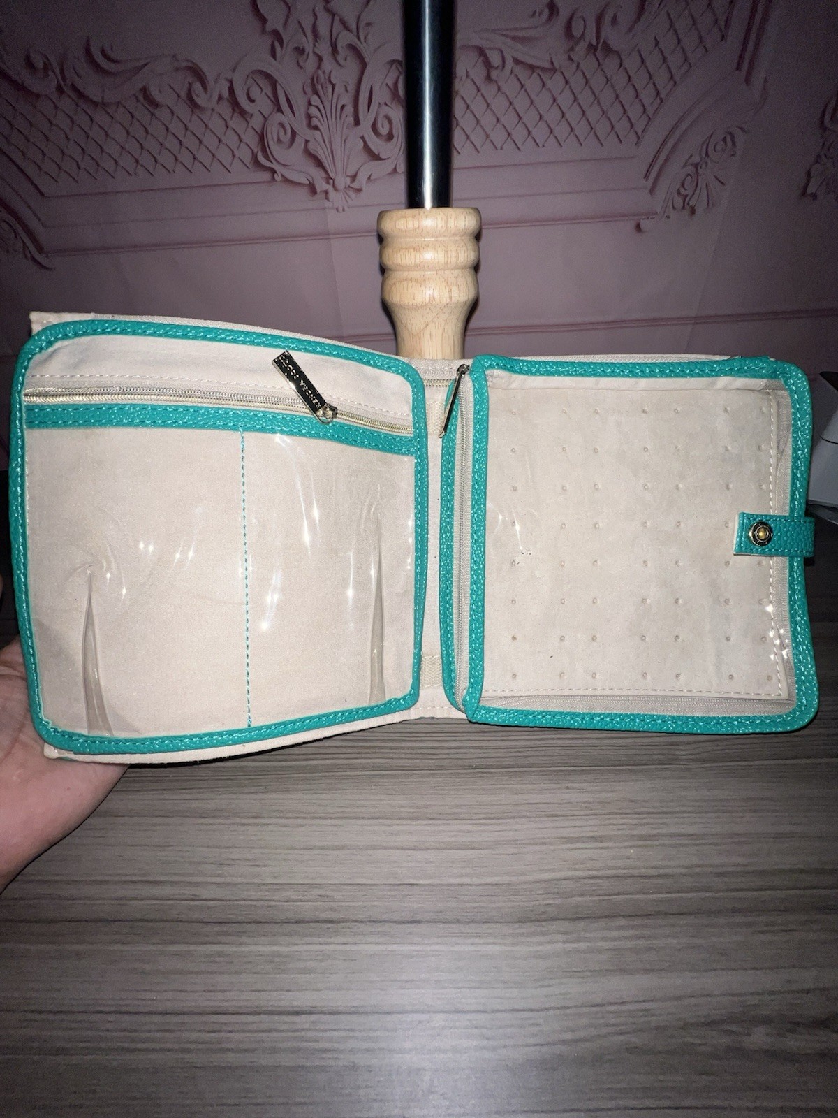 Kendra Scott Jewelry Travel Organizer Teal Faux Leather Case Removable Pouches