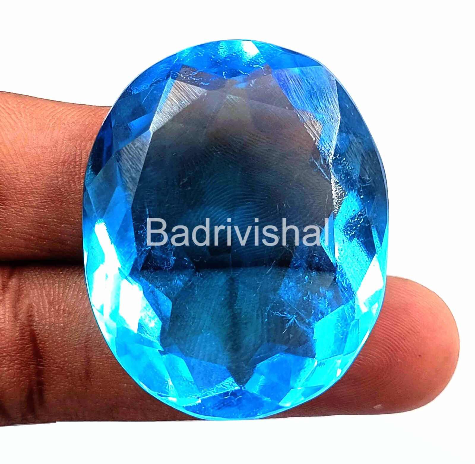 Sky-Blue London Topaz 112 Ct Oval Cut Lab-Created Certified Loose Gemstone 4JUE