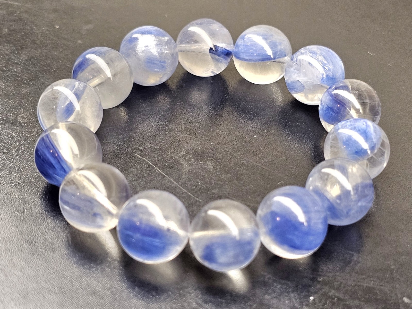 Rare Top Quality Icy Blue Kyanite Beads Bracelet 13.4mm