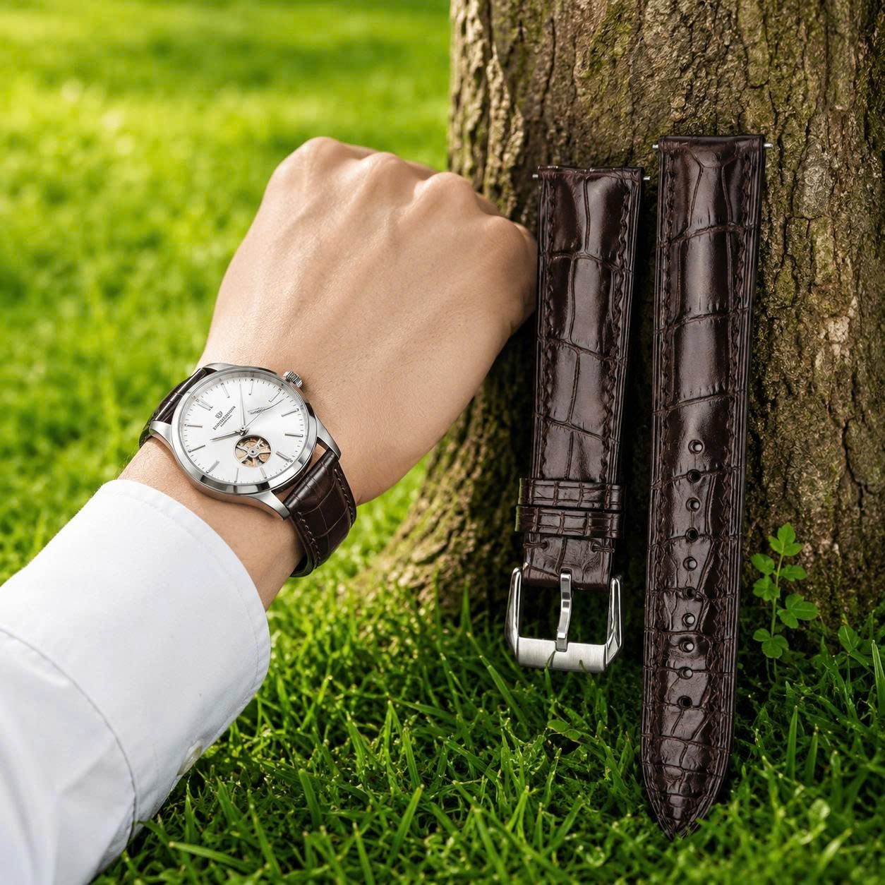 Genuine Alligator Print Leather Watch Strap Band, Crocodile Print Watch Band