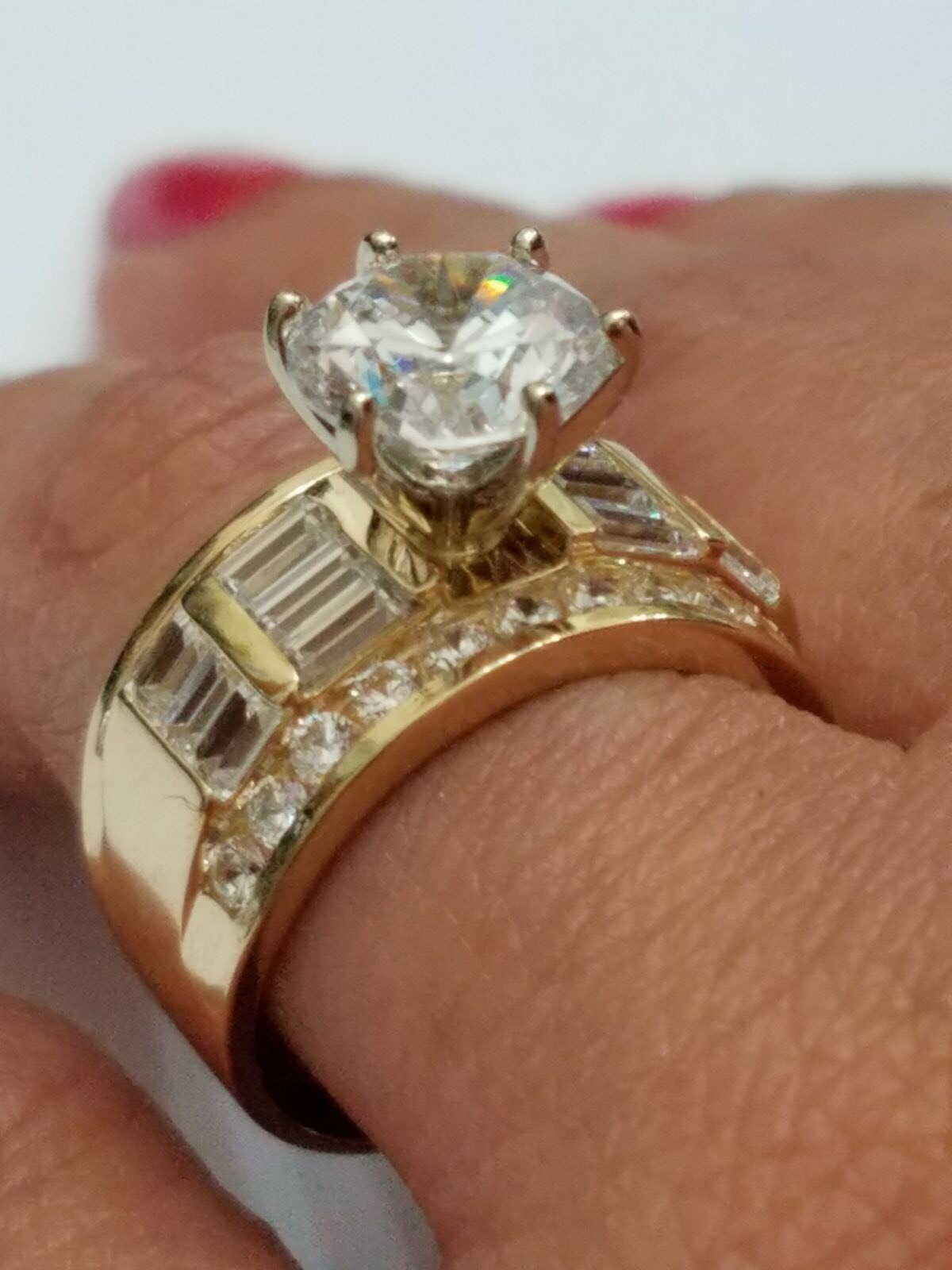 Sale GOLd Ring 14k YELLOW solid engagement Round wide thick carat size 5 ASK 4 6