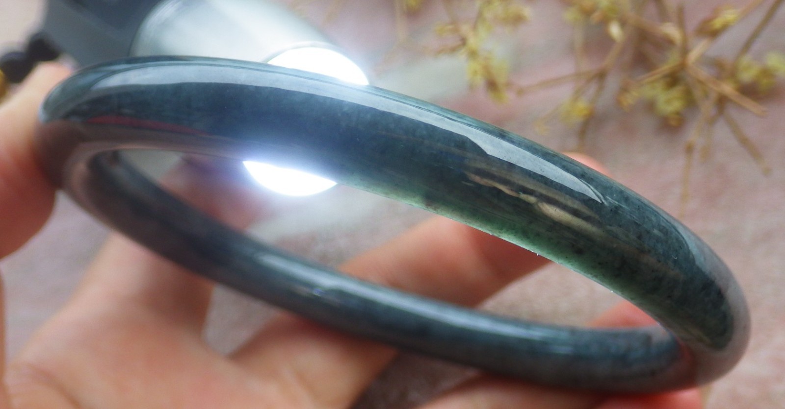Video Certified Black 100% A JADE Jadeite Circle Bangle Bracelet 69 mm 手镯 734870