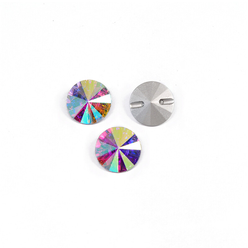 Crystal AB Clear Rivoli Glass Sew Buttons Decorative For Needlework Craft Sewing