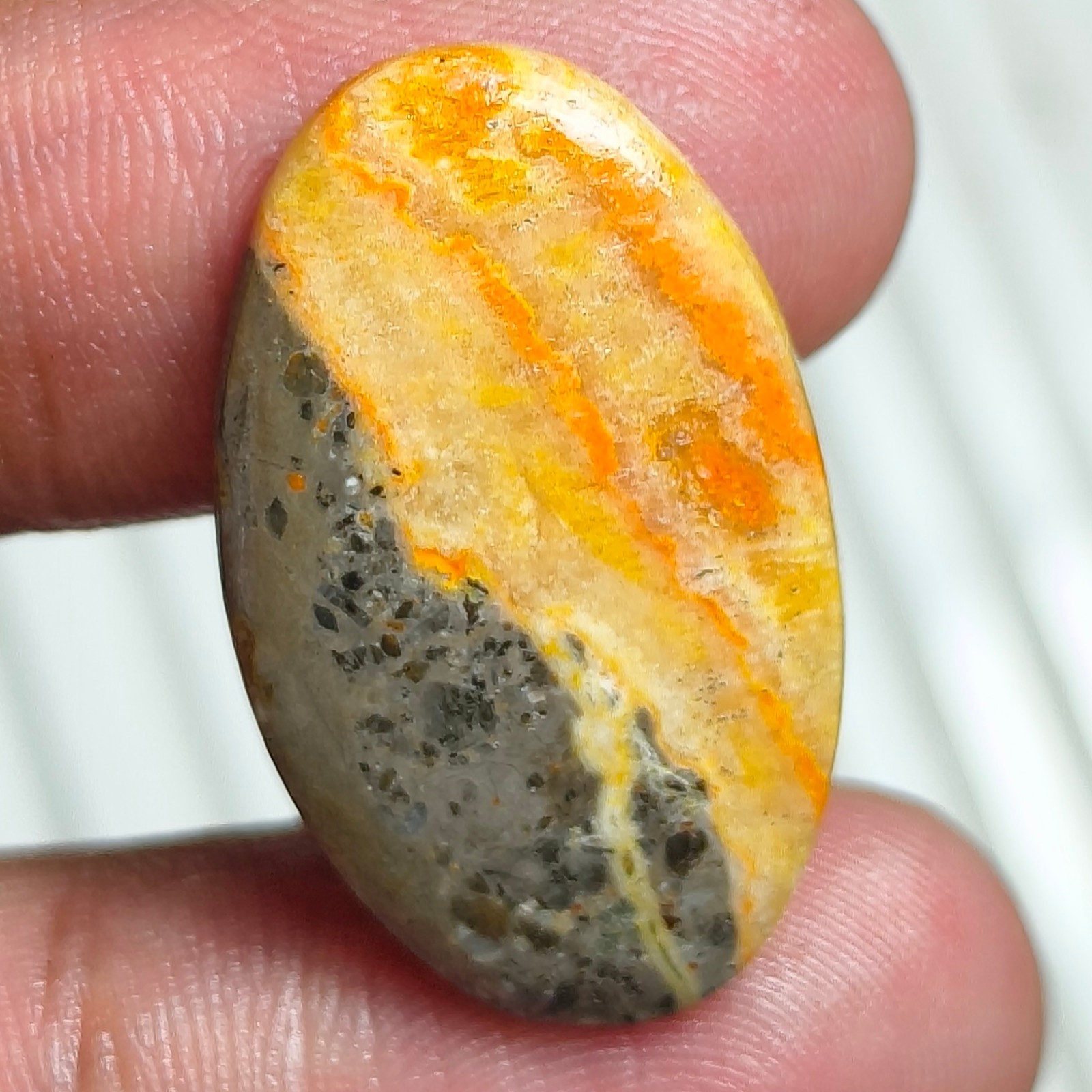 Natural Polished Bumble Bee Jasper Cabochon, Loose Gemstone For Wire Wrapped