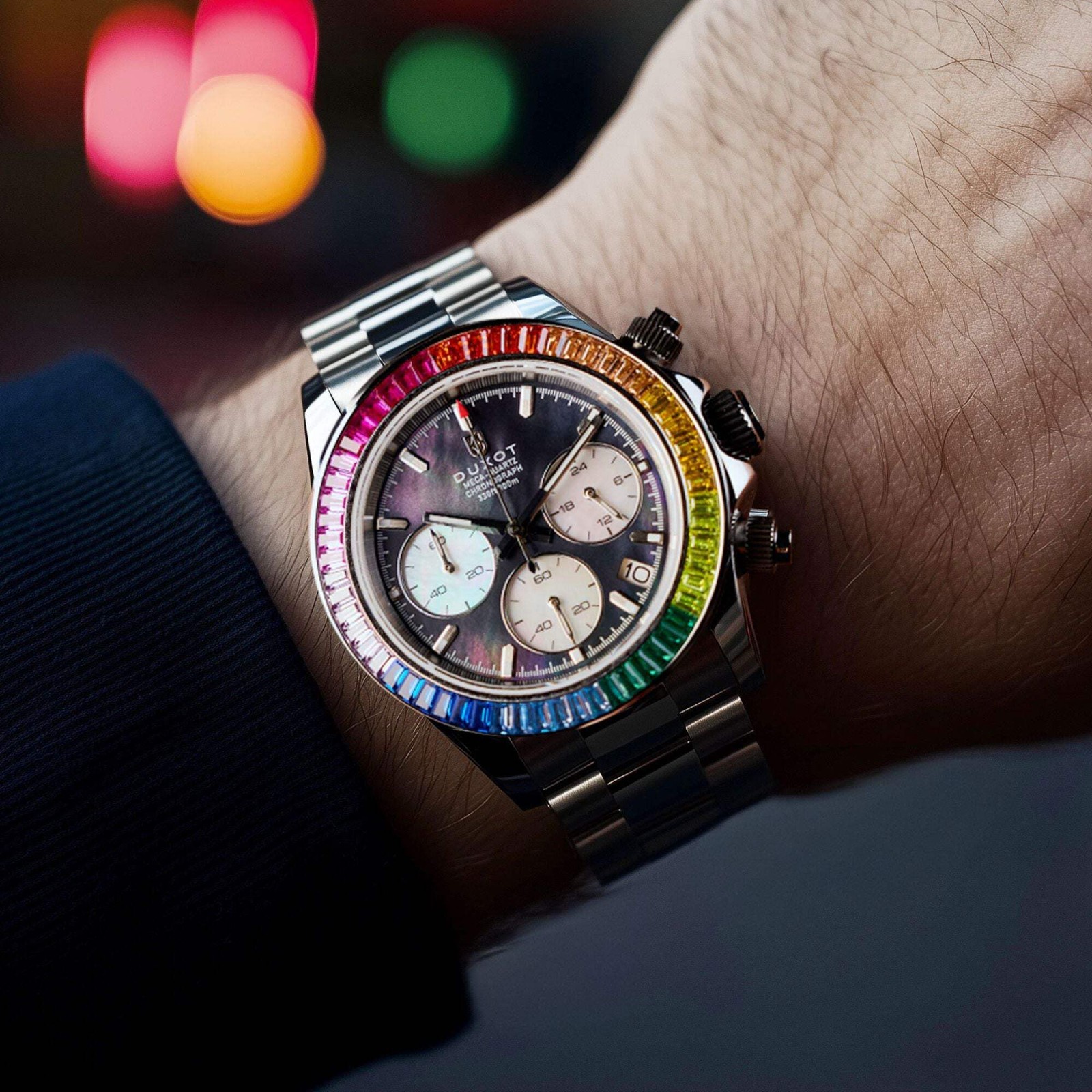 Duxot Accelero Rainbow Stainless Steel 40mm Meca-Quartz Wristwatch DX-2064-22