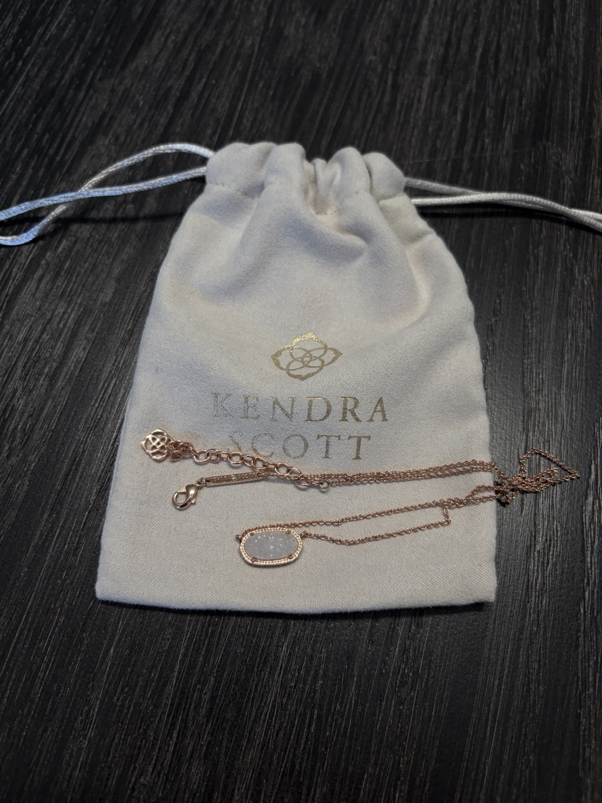 Kendra Scott Iridescent Drusy Elisa Necklace in Rose Gold