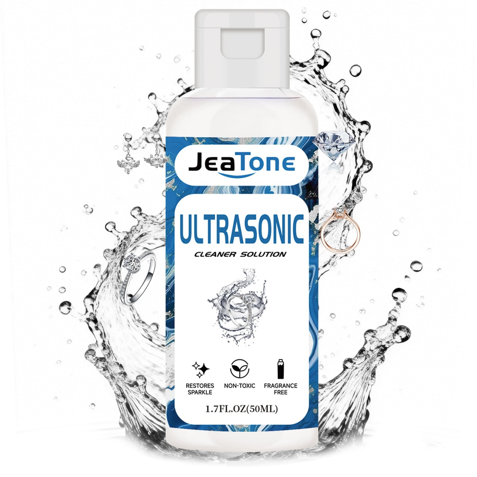 Ultrasonic Jewelry Cleaner Solution for Machine, White+50