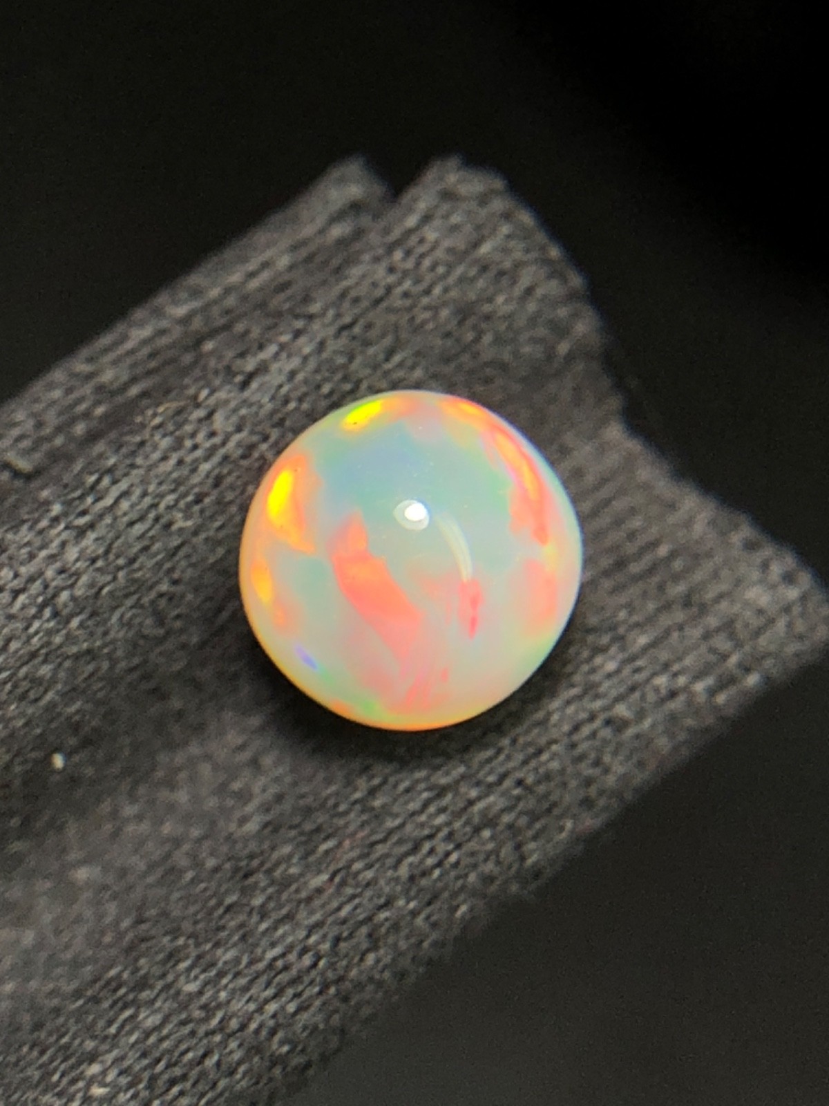 Natural White Ethiopian Opal Sphere, 6.40MM Rainbow Fire Opal Ball for jewelry