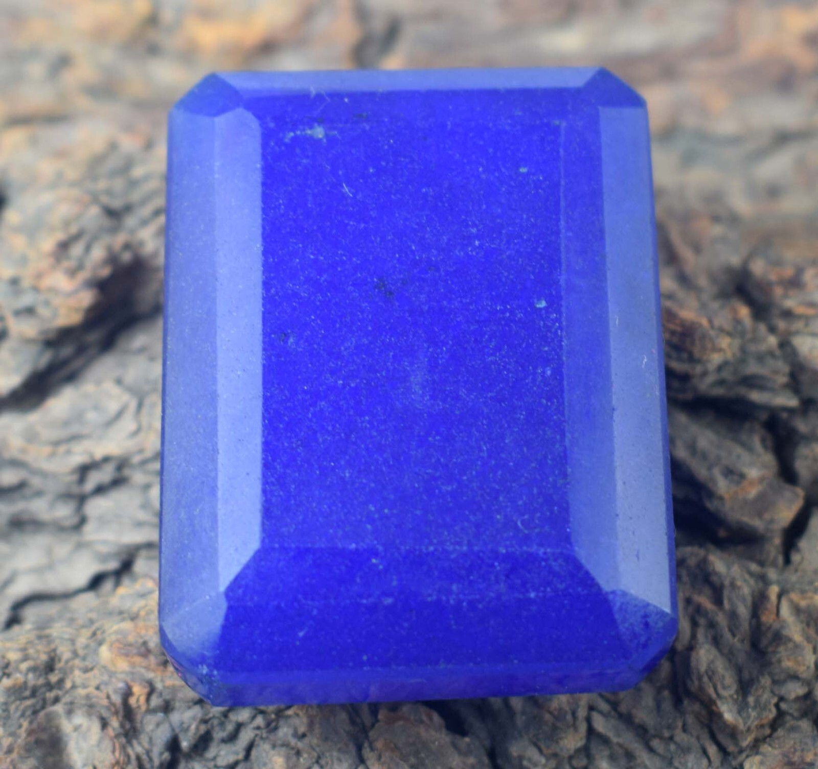 African Big Size Blue Sapphire Natural Emerald Cut Certified Gemstone KH12