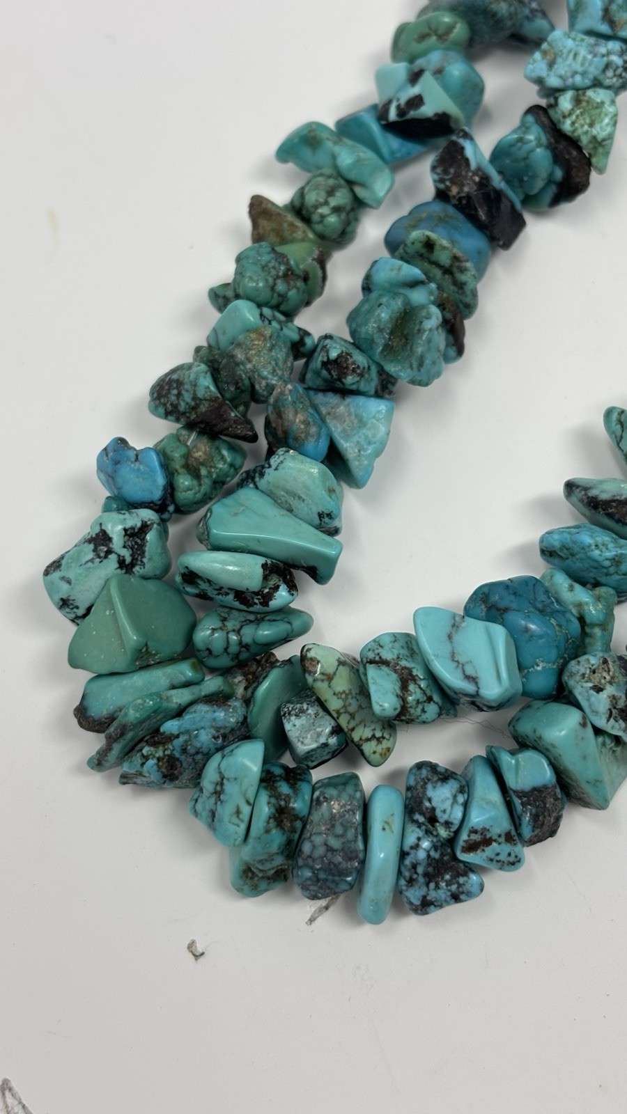 Vintage Raw Natural Turquoise Chip Nugget Necklace 17″ Long