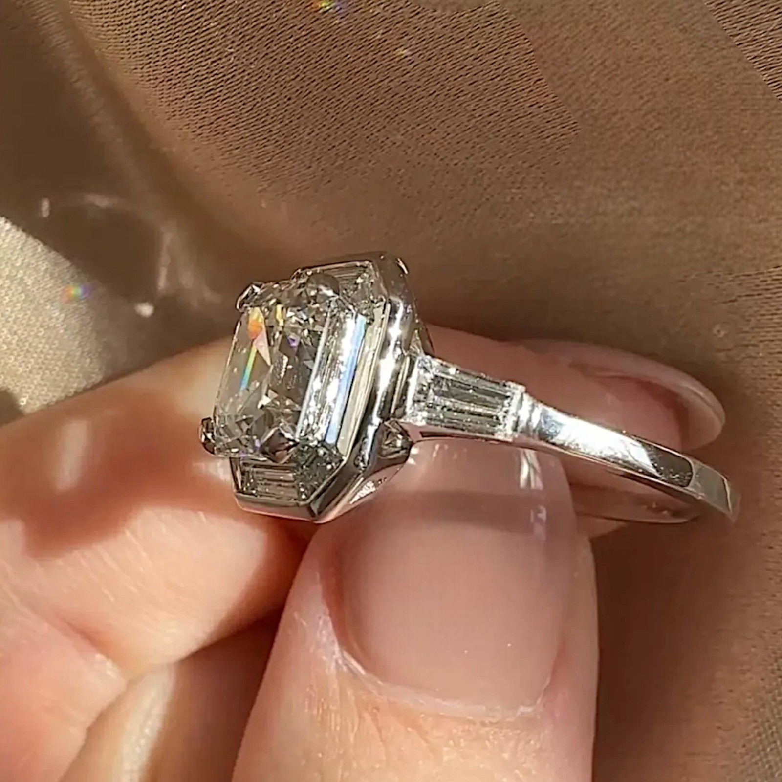 IGI Certified Lab Grown 5.80 CT Asscher Cut Diamond Engagement Ring 950 Platinum