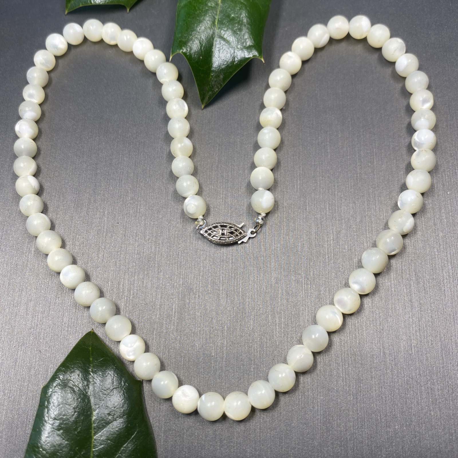 Vintage Art Deco Necklace Estate Fine Jewelry Pre-owned MOP Pearl Bead Sterling