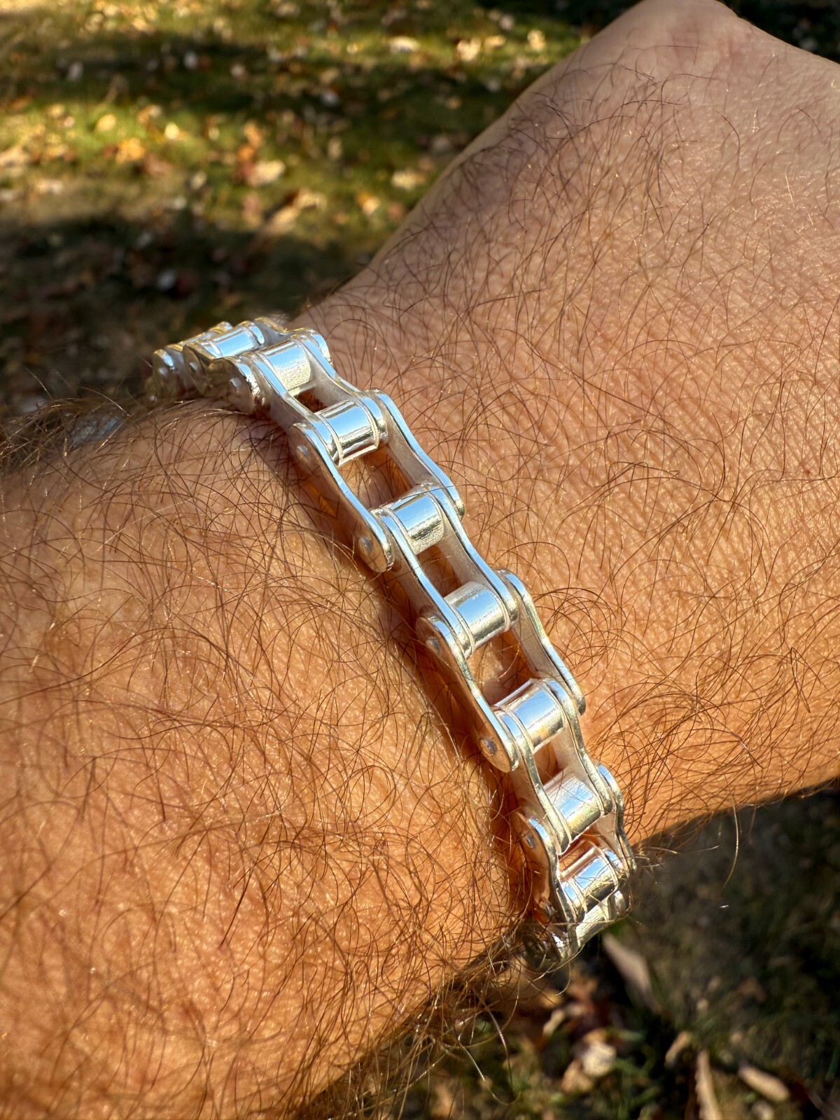 Bicycle Link Bracelet Real 925 Silver Handmade 9mm Bike Motorcycle Custom Chain