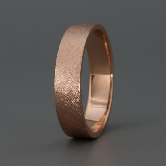 14K Rose Gold Rough Brushed Rustic Men Wedding Band | 3mm 4mm 5mm 6mm 7mm 8mm