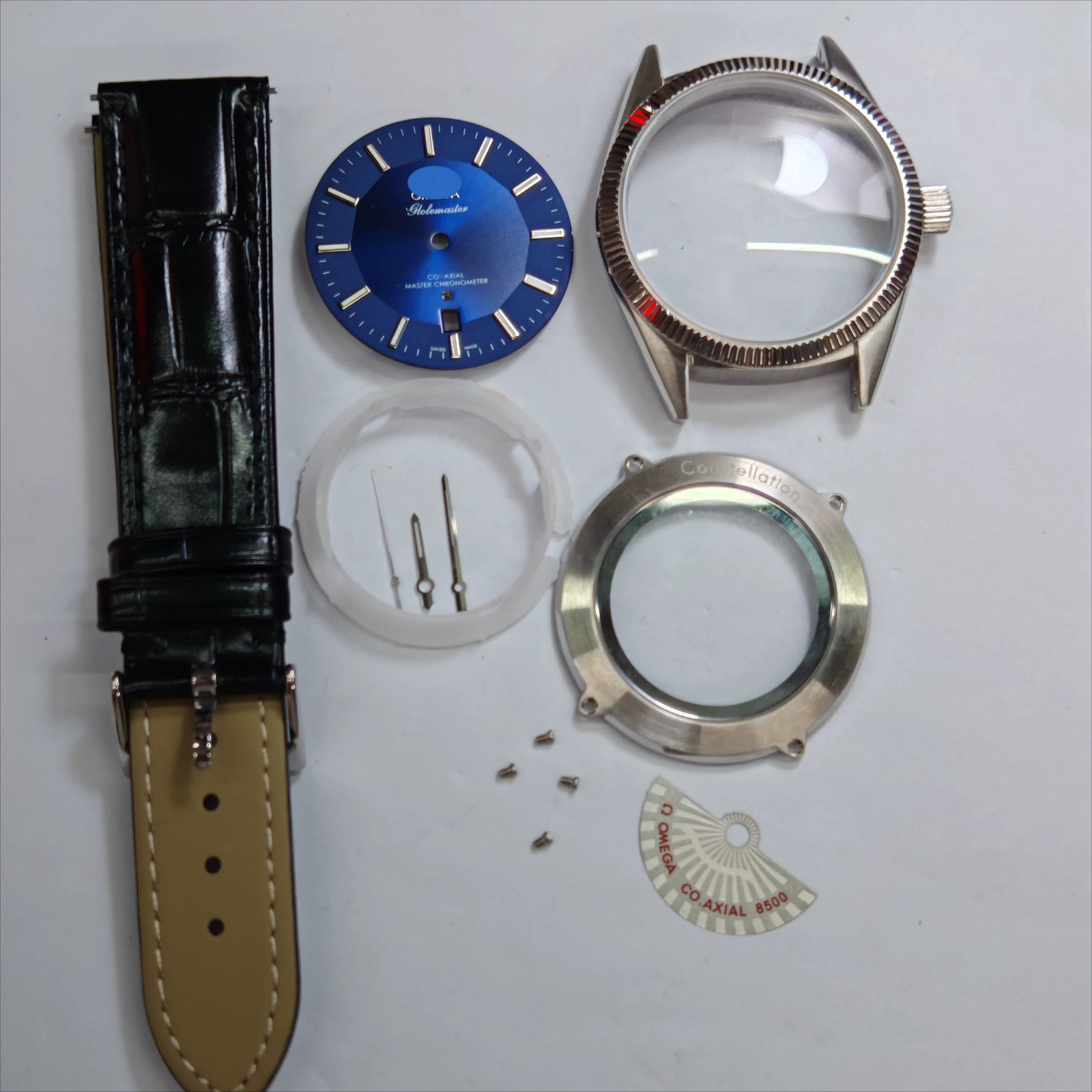 DIY Watch Part Kit for Globemaster 2813 8205 39mm Case+Dial+Hands+Leather Strap