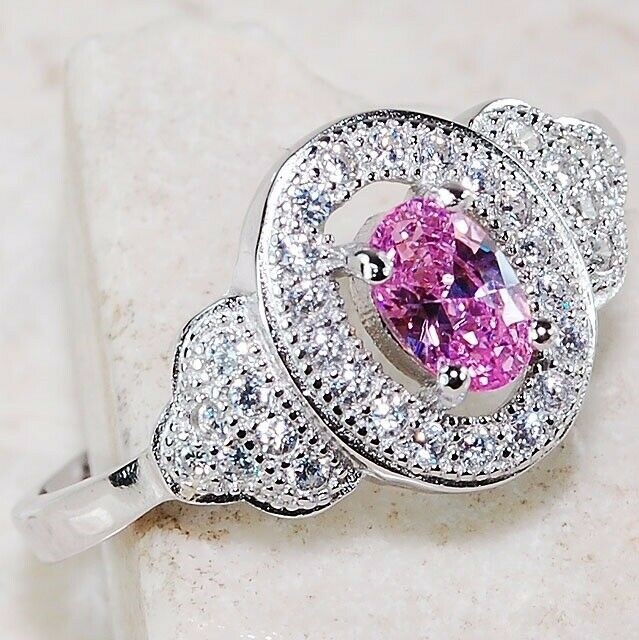 1CT Heat Treated Pink Topaz 925 Sterling Silver Ring Sz 8 UB3-9