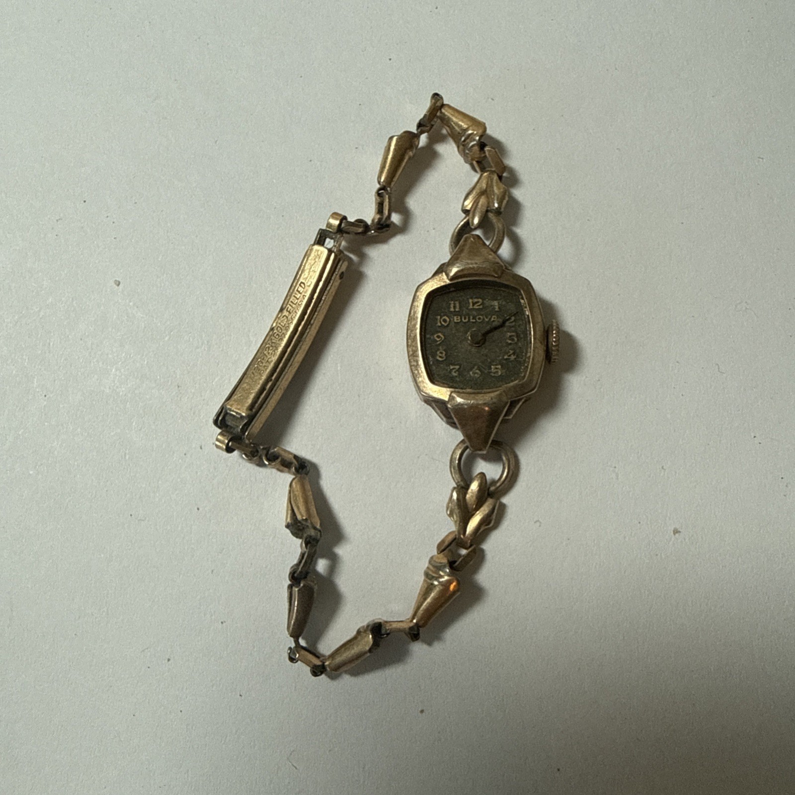 Bulova Women’s Wrist Watch 10K Gold Plate Bezel Manual Wind/ 12K Filled Band L1