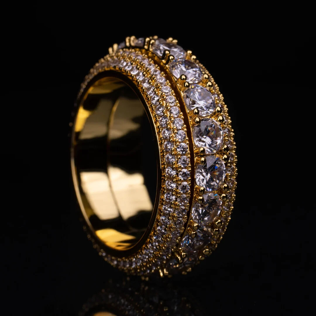 2.15CT Simulated Diamond Rings 18K Yellow Gold Plated Rings Gift For Girlfriend