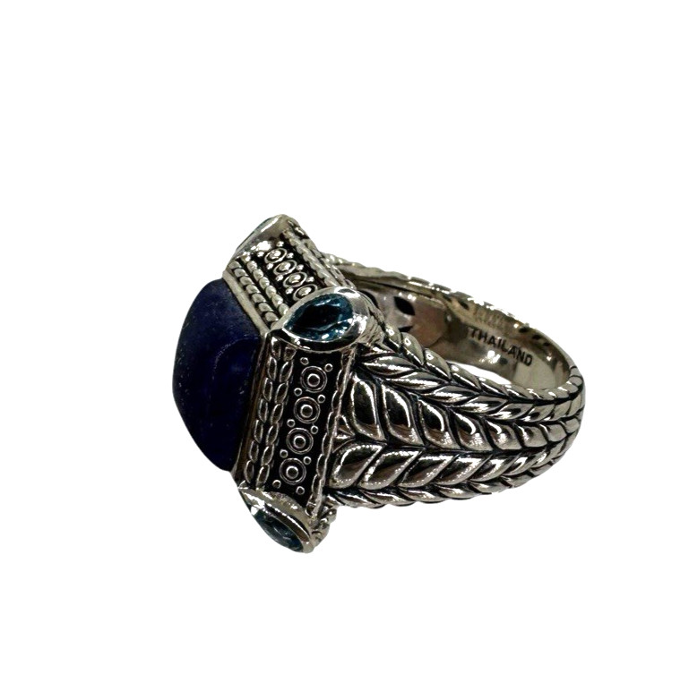 JAI John Hardy Sterling Silver Lapis Lazuli Blue Topaz Statement Ring Size 9