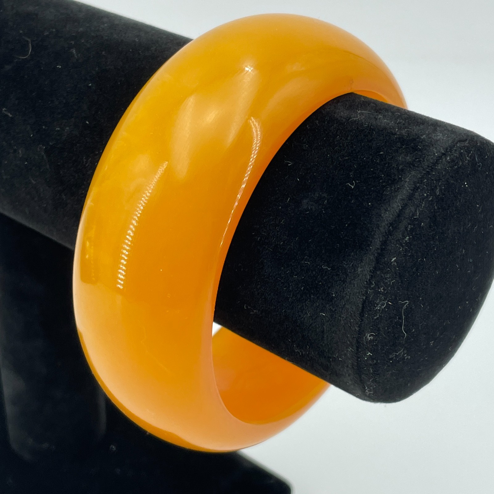 BAKELITE Bangle Bracelet Womens Mustard Yellow Art Deco MCM Chunky Wide 1.25in