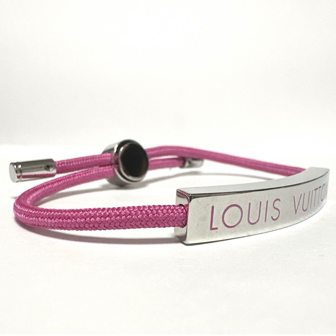 Louis Vuitton Authentic Bracelet LV Space Pink Metal Canvas M00282 DP0221 25.5cm