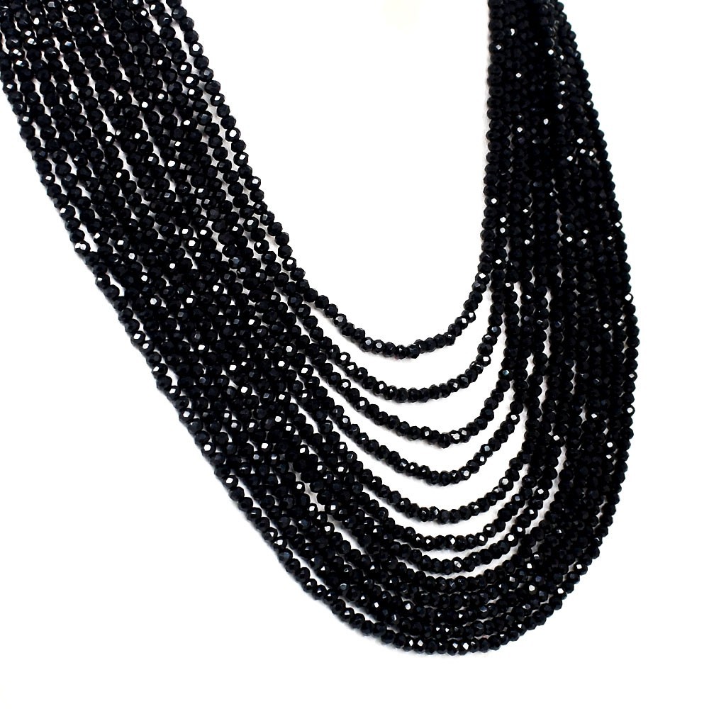 12 Strand Amazing Cut Black Spinel 465 Cts Beaded Beautiful Necklace VK 23 AZ1