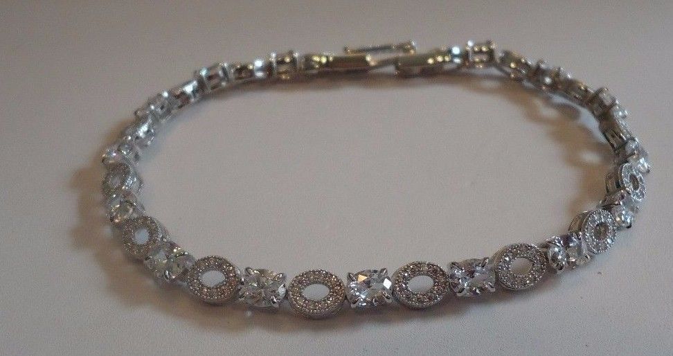 925 STERLING SILVER LADIES DESIGNER TENNIS BRACELET 6.50 CTS SIMULATED DIAMOND