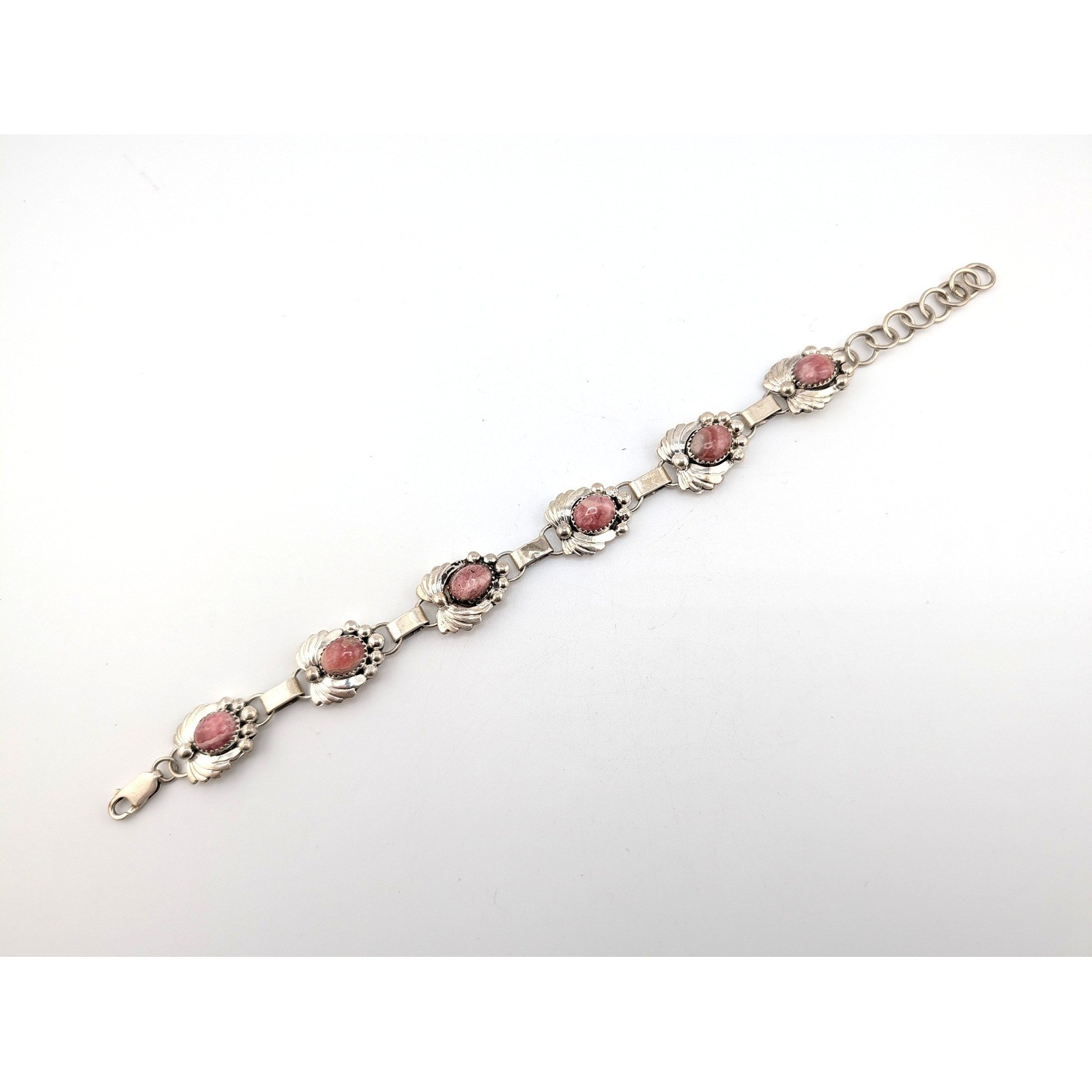 Handmade Navajo Natural Wreath Rhodochrosite Stone Bracelet Fits 8-9.5 in. **