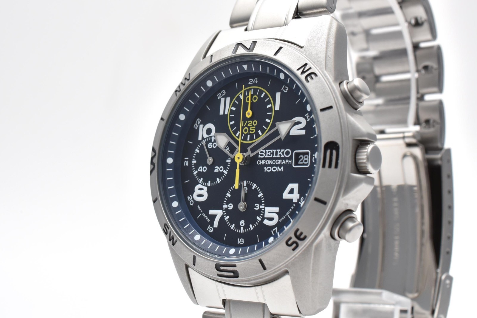 [MINT/BOX] Seiko 7T92-0DX0 Chronograph Blue Dial 38mm Quartz Men’s Watch JAPAN