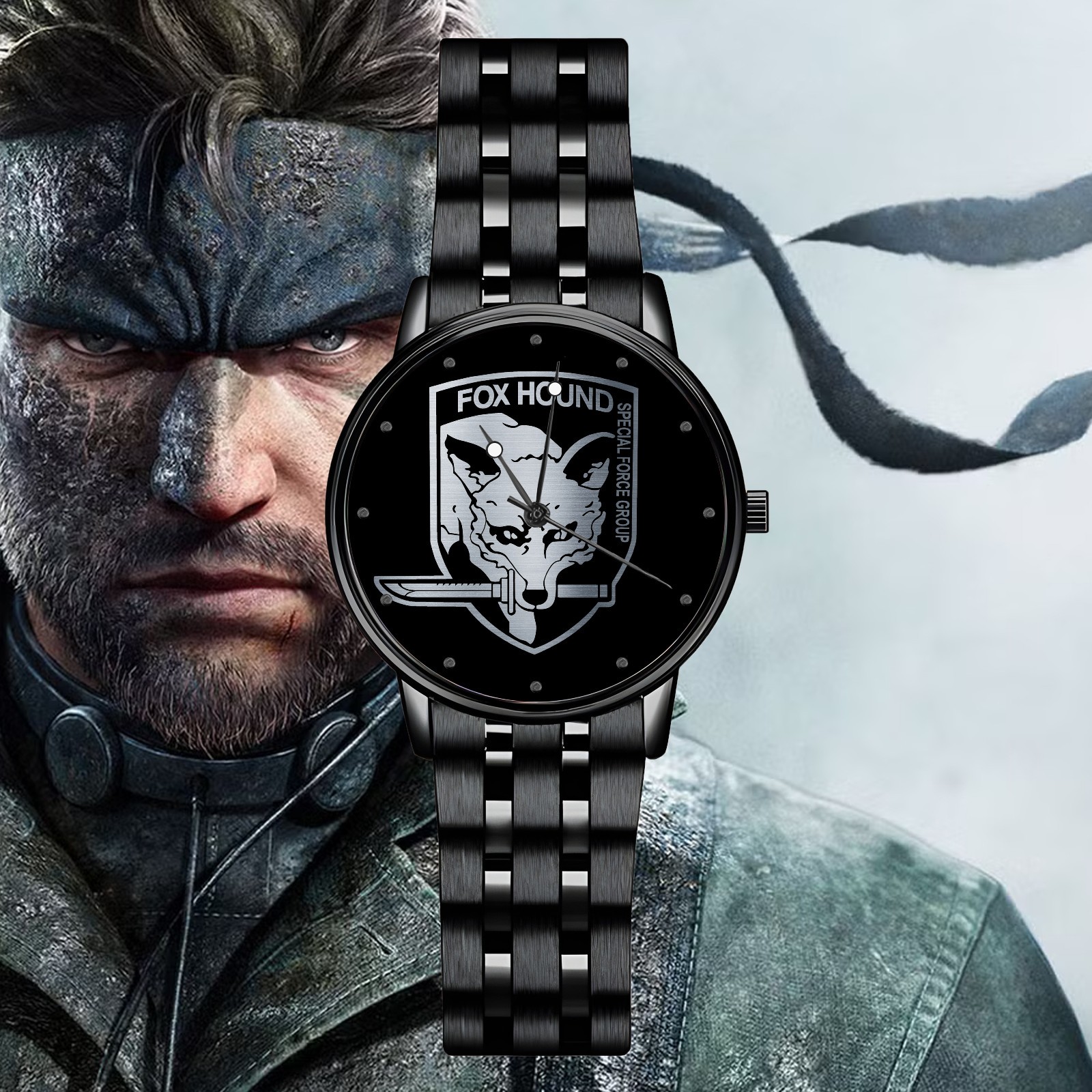 Metal Gear FOXHOUND Special Forces Unit Engraved Wristwatch