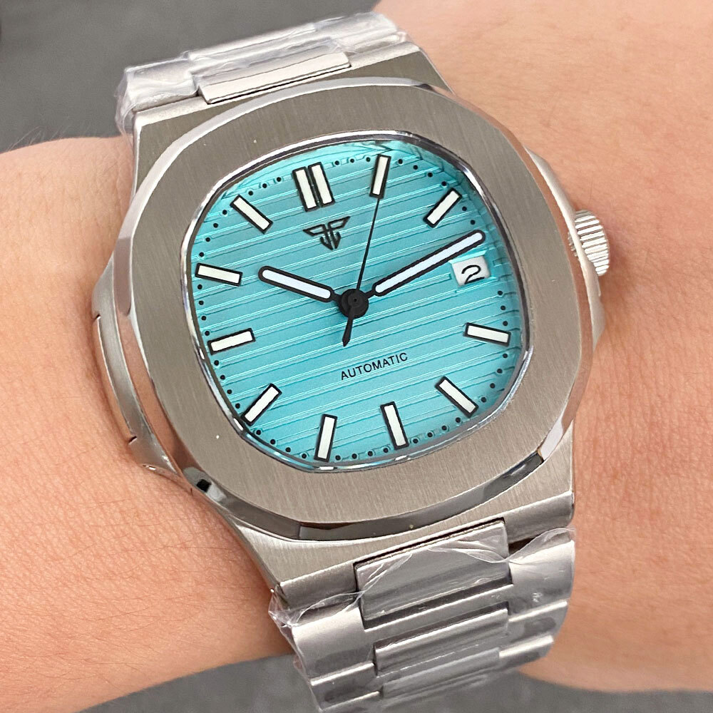 Square 40mm Retro Dress Sapphire 20ATM Green Luminous NH35A Automatic Watches