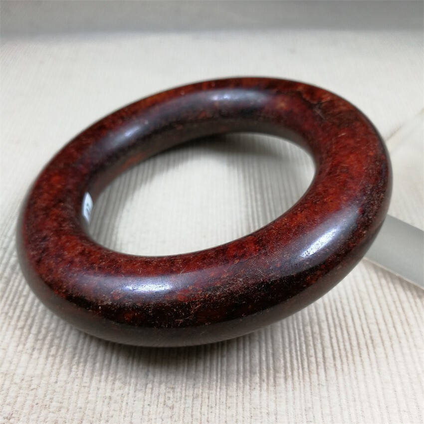61MM China Scarce Ancient Red Green NATURAL HETIAN Jadeite Jade Bracelet